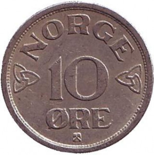 Монета 10 ері. 1954,57 рік, Норвегія.(БД) Полтава - фото 1