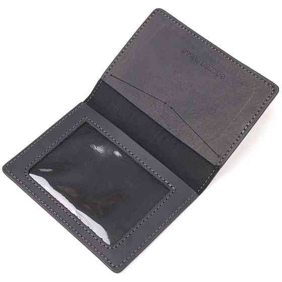 Обложка из винтажной кожи на военный билет Слава ЗСУ GRANDE PELLE 16750 Черная Киев