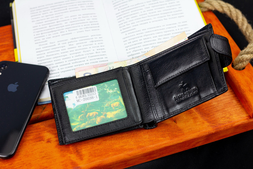Черное классическое портмоне из натуральной кожи Marco Coverna MC-2003Н-1 Каменское - изображение 10
