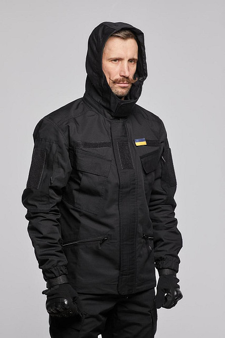 Чоловіча армійська літня чорна куртка ріп стоп , вітрозахисна польова штурмова куртка з капюшоном Львів - фото 5