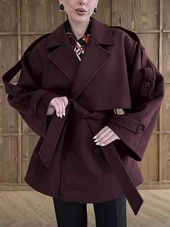 Женское короткое утепленное пальто оверсайз 42-46 Шоколад Одесса