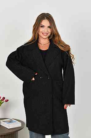 Жіноче стильне пальто з кишенями баранець на флісі Чорний, 46/48 Одеса