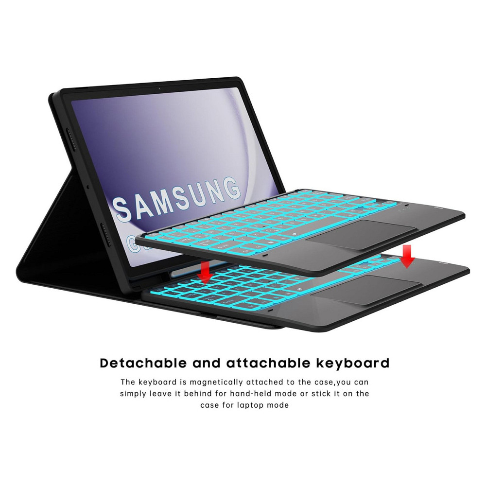 Клавіатурний чохол для Samsung Galaxy Tab A9+ Чорний QWERTZ підсвічування тримач для пера Київ - фото 7