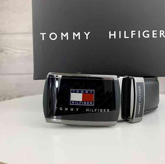 Мужской ремень Tommy Hilfiger Томи Хилфигер, пояс из эко кожи в подарочной коробке, черныйMasterSem Киев