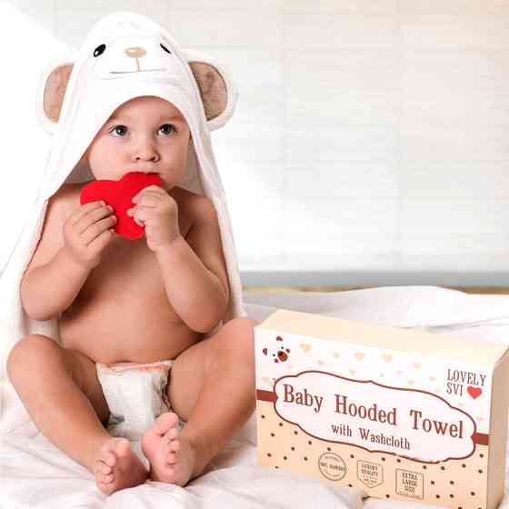 Дитячій Рушник з Капюшоном Lovely Svi Ведмедик з коричневими вушками в Коробці - Махровий Бамбуковий Банний Уголок 90 на 90 см Київ