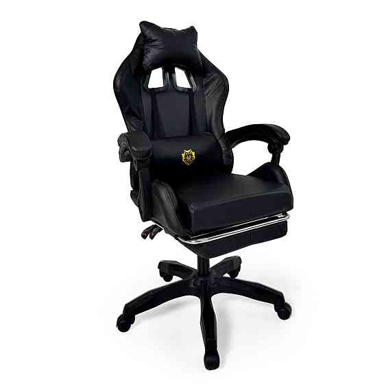 Геймерское кресло Primaveo с эргономичными подушками и выдвижной подставкой для ног, Черный Киев
