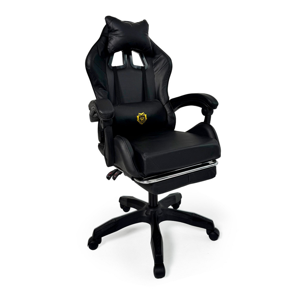 Геймерское кресло Primaveo с эргономичными подушками и выдвижной подставкой для ног, Черный Киев - изображение 1