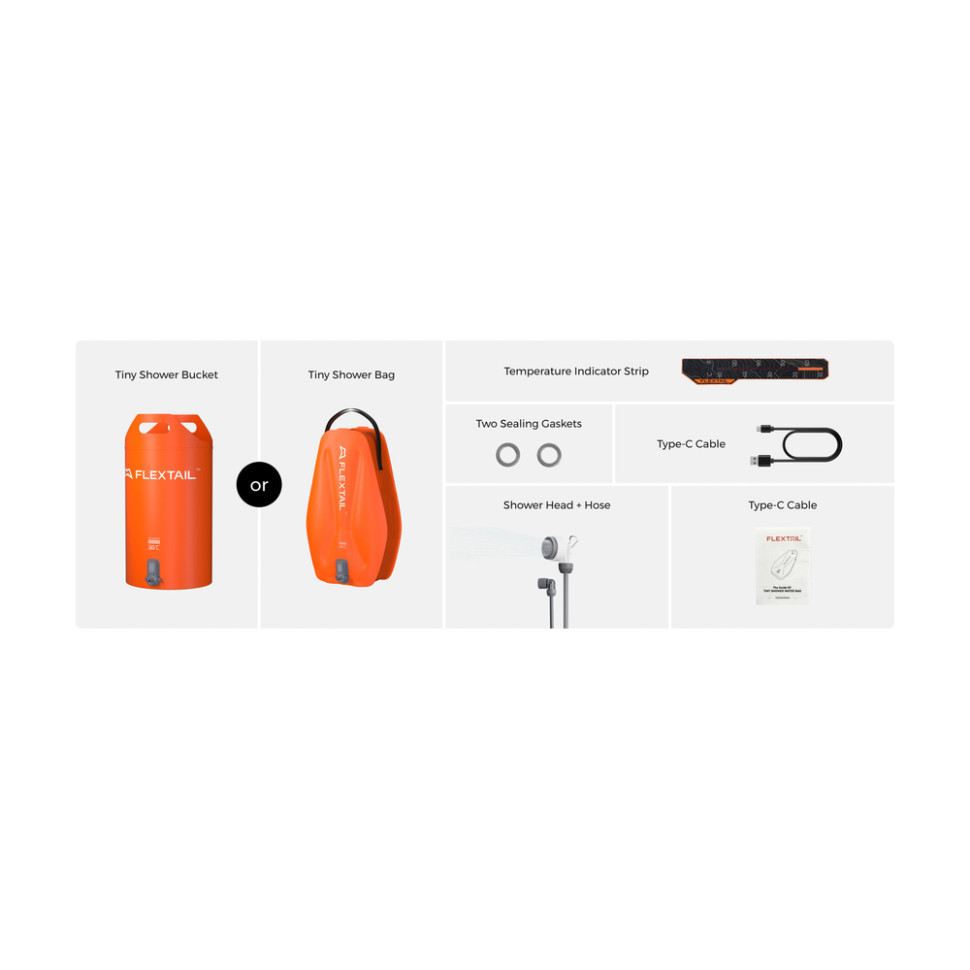 Душ портативний із ємністю та насосом Flextail Tiny Shower Bag, 20л, помаранчевий Киев - изображение 17