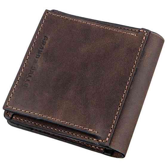 Стильне портмоне унісекс з накладної монетницьою Коричнева (GRANDE PELLE) Київ