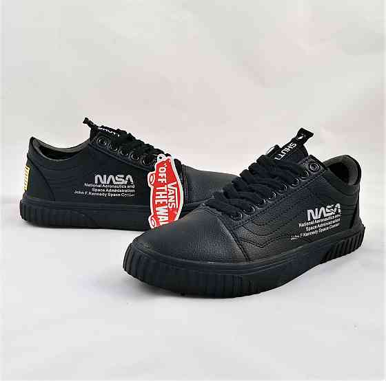Кроссовки NASA Shuttle Ванс Чёрные Кожаные Кеды Вэнсы (размеры: 39,42) Днепр