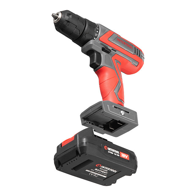 Дриль-шурупокрут акумуляторний 18 В, 30 Nm, 0-350/0-1300 об/хв., 0.8-10 мм, 1.5 Аг INTERTOOL DT-0315 Киев - изображение 7