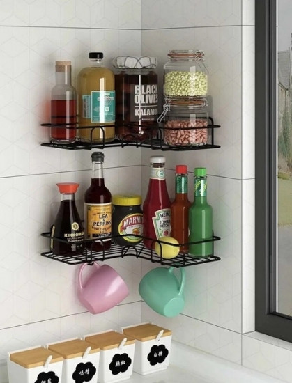 Полка металлическая угловая 26.5*26.5*6см чорний Винница - изображение 2