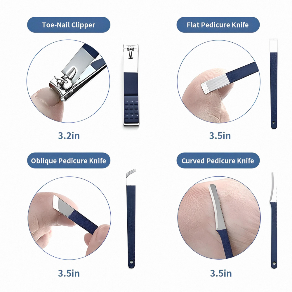 Манікюрно-педикюрний набір RESTEQ з інструментами для догляду за обличчям — 18 предметів у стильному синьому футлярі Київ - фото 15