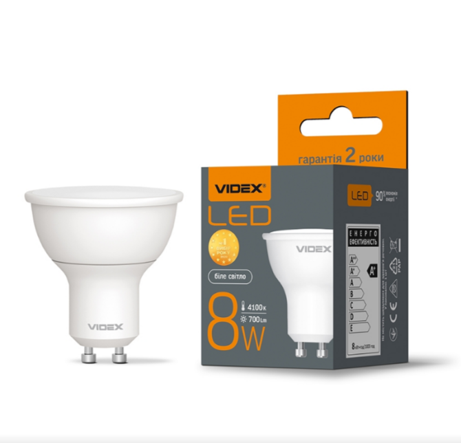 Лампа MR16e 8W GU10 4100К 220V LED Videx Житомир - фото 1