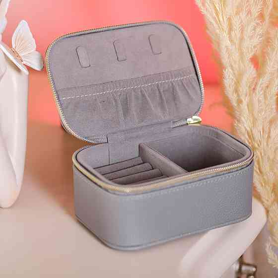 Шкатулка для украшений из эко кожи на молнии мини органайзер для ювелирных изделий HP-5-26G Киев