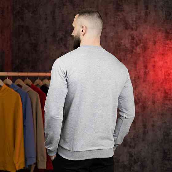 Світшот чоловічий однотонний сірий Pobedov 001 Київ