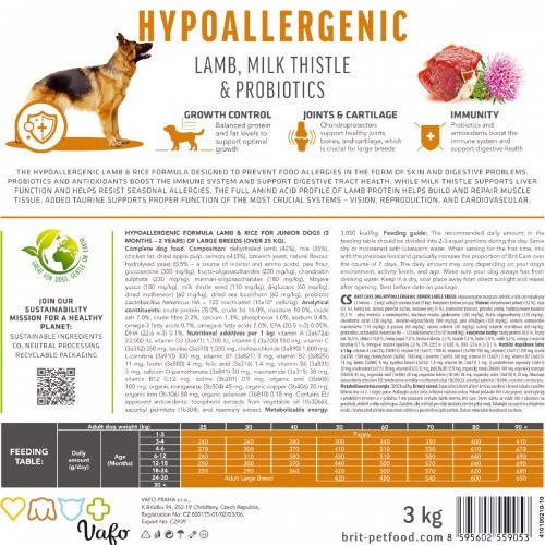 Сухой корм Brit Care Dog Hypoallergenic Junior Large Breed для молодых собак больших пород, гипоаллергенный с ягненком, 1 кг Киев - изображение 6