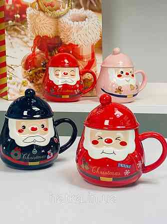 Кухоль з кришкою керамічний новорічний Olens "Різнянський помпон" 350 мл 102-1060 Київ