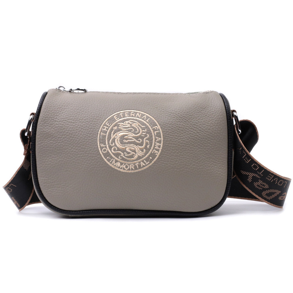 Красива жіноча сумка з вишивкою на лицьовій стороні з натуральної шкіри Vintage 22626 Сіра Київ - фото 6