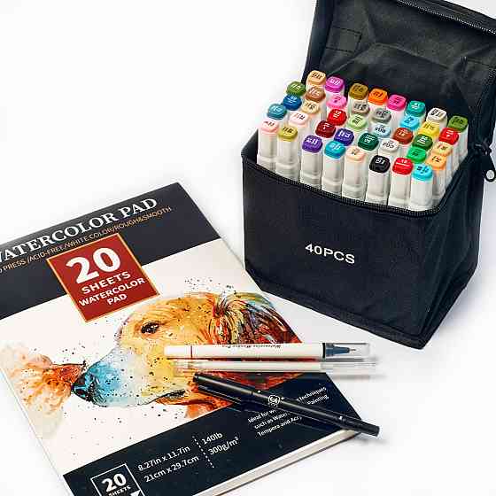 Маркери художні двосторонні спиртові Touch Smooth 40 кольорів + папір для малювання 20 аркушів Кам'янець-Подільський