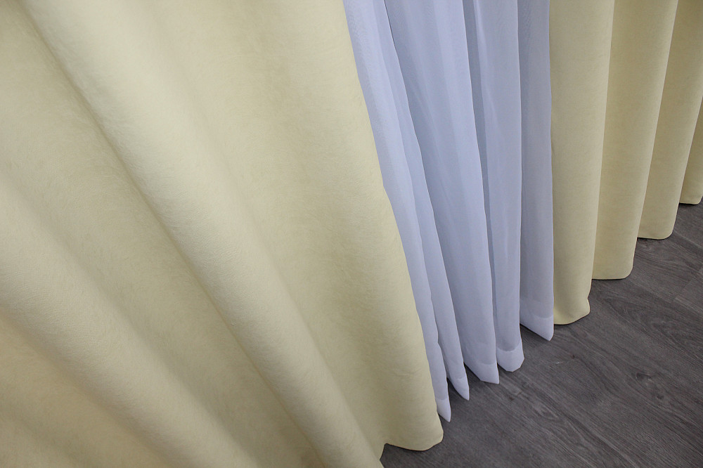 Комплект штор на люверсах VR-Textil Мікровелюр SPARTA № 844ш Кремовий 150х250 см 2 шт (37-0006) Київ - фото 7