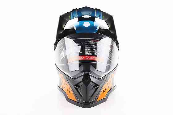 Шолом кросовий/ендуро/АТV зі склом BLD-819-7 L (59-60см), ЧОРНИЙ/ЖОВТО-СИНІЙ Киев