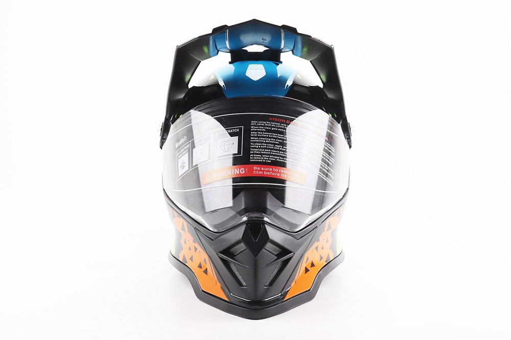 Шолом кросовий/ендуро/АТV зі склом BLD-819-7 L (59-60см), ЧОРНИЙ/ЖОВТО-СИНІЙ Киев - изображение 4