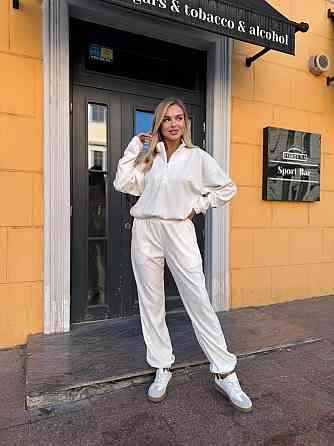 Жіночий прогулянковий теплий костюм: кофта та штани Джерсі Winter Молочний, 42/44 Одеса