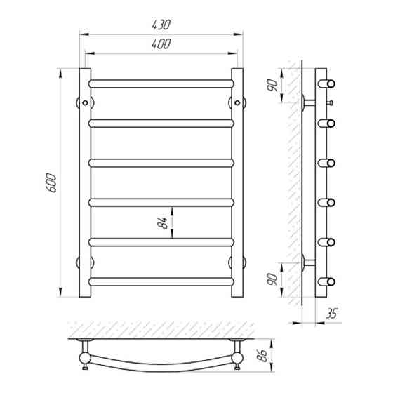 Водяна сушарка для рушників Laris Класик П6 400x600 Київ