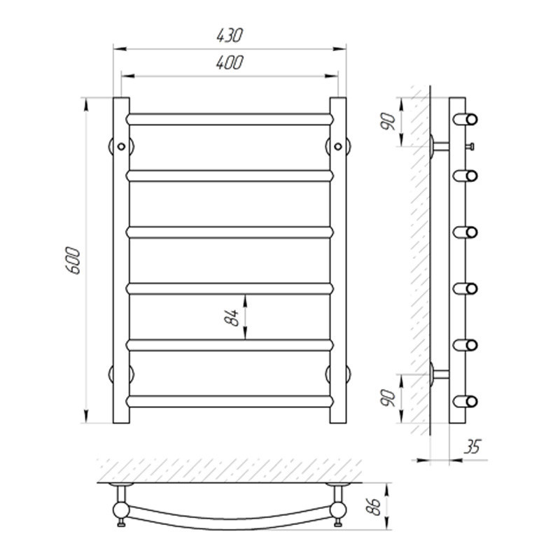 Водяна сушарка для рушників Laris Класик П6 400x600 Київ - фото 6