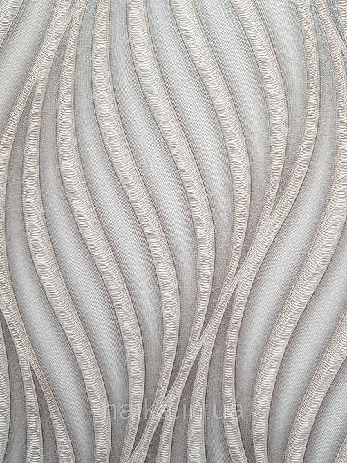 Обои виниловые на флизелине метровые Sintra Edelina абстракция волны листья структурные 3д серые беж серебро Киев - изображение 3