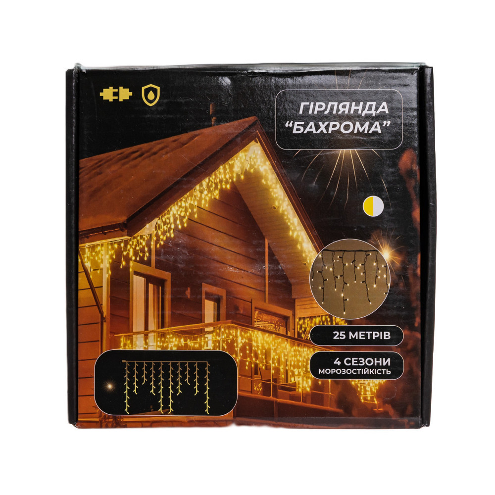 Вулична гірлянда Бахрома 25 м 405 LED чорний провід Жовтий 25MBY Київ - фото 6