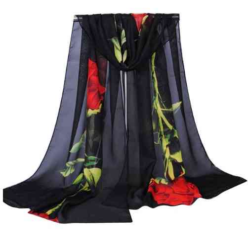 Шифоновый шарф черный размер шарфа 150*46см, шифон Киев