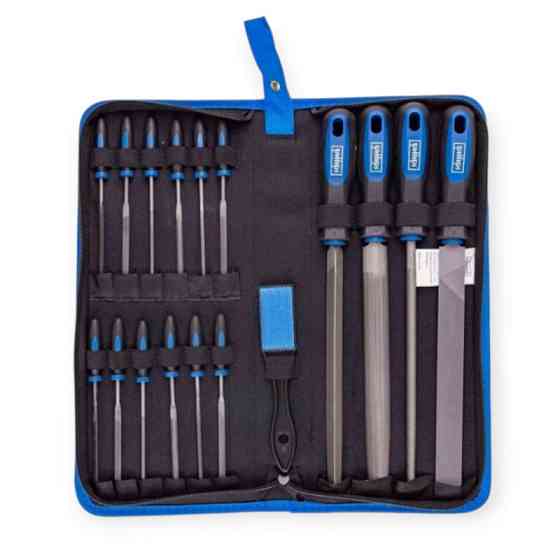 Набір напилків та надфілів 150, 315мм, щіточка 150мм 17 шт (чохол) Scheppach Мукачево