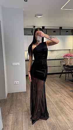 Жіноча елегантна святкова максі сукня  з оксамиту з блискітками + сітка Одеса