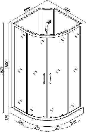 Душовий бокс напівкруглий без даху SAN L90GBB BRAVO (3уп.) Київ
