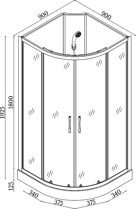 Душовий бокс напівкруглий без даху SAN L90GBB BRAVO (3уп.) Київ - фото 6