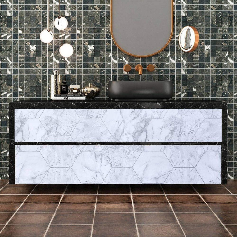 Самоклеющаяся пленка 0,45х10м х 0,07мм Серый мрамор серебряные соты SW-00001213 Днепр - изображение 5