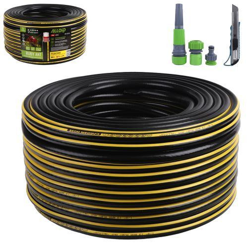 Шланг армований 4-х шаровий, "Ruby Ant" 1/2" 50 м + подарунок розприскувач "Равлик", 2 адаптори, конектор і ніж. Alloid Pro Одеса - фото 1