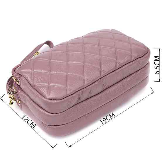 Женская сумка из натуральной кожи с тремя секциями Vintage 22891 Пурпурный Киев