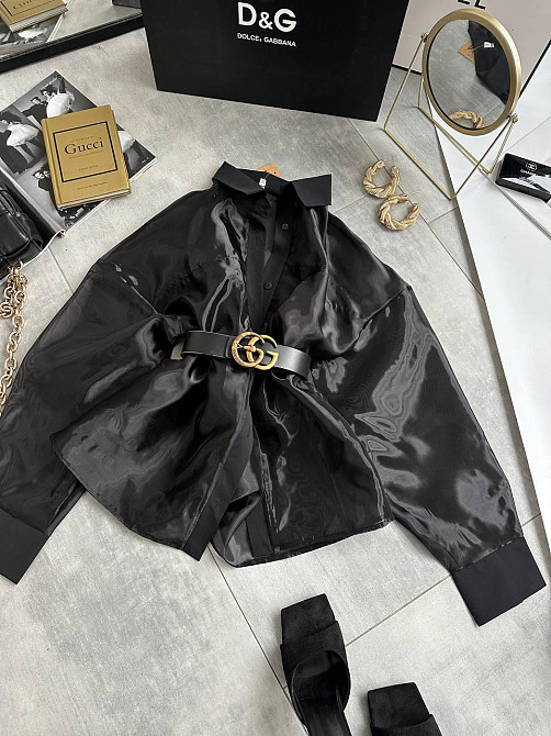 Женская стильная блуза из полупрозрачной органзы Черный Одесса - изображение 1