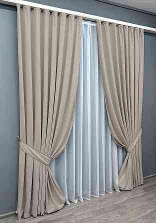 Комплект готових штор VR-Textil Мікровелюр Petek № 1828ш Таш 150х290 см 2 шт (33-0820) Київ