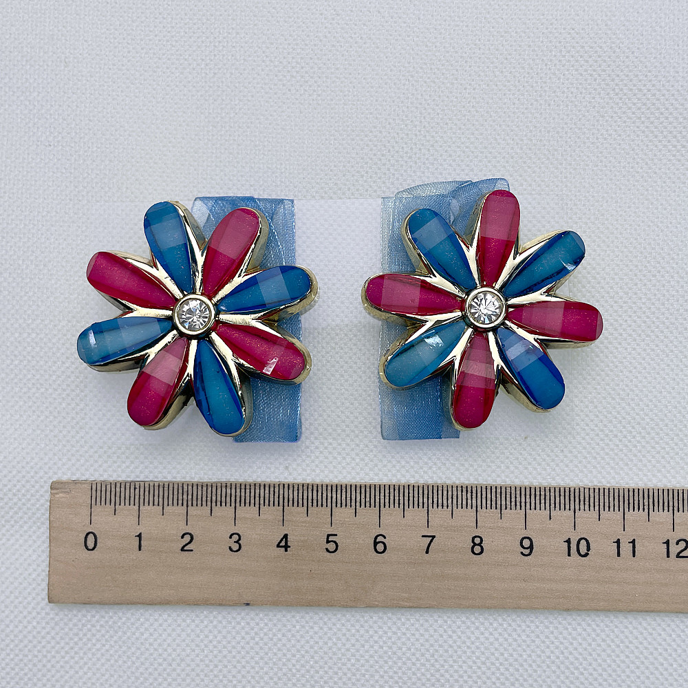 Магніти для штор та гардин "Квітка" набір 2 шт Блакитний з малиновим (81-256) Київ - фото 7