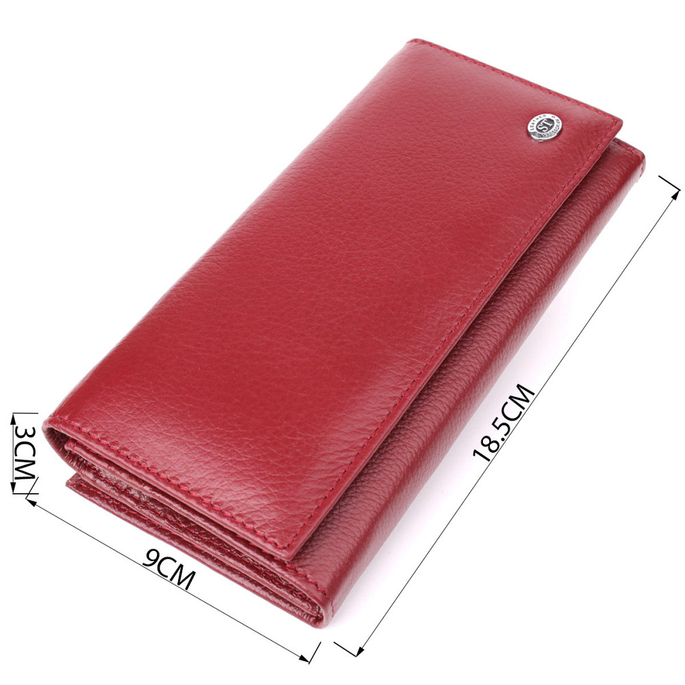 Элегантный кошелек для женщин с монетницей из натуральной кожи ST Leather 23107 Бордовый Киев - изображение 9
