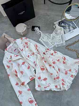 Женская принтованная пижама двойка из натурального муслина Одесса