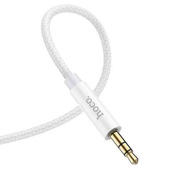 Аудiокабель HOCO UPA19 3.5mm male to 3.5mm male, nylon braid, 1m, Silver Одеса