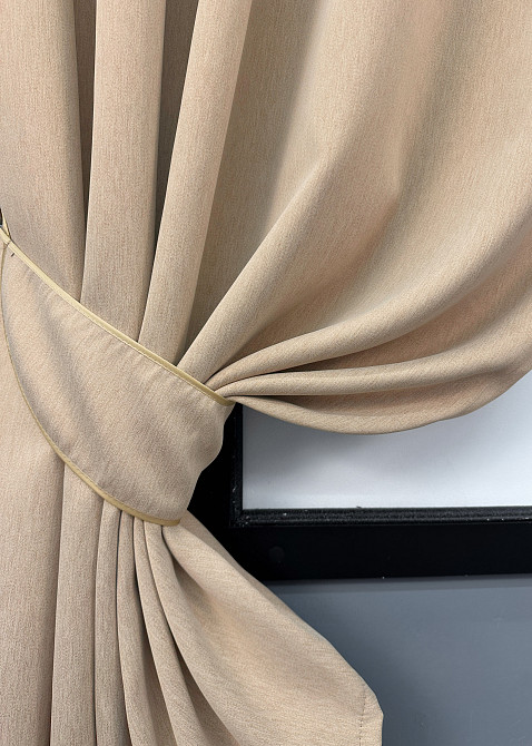 Комплект коротких штор VR-Textil Блэкаут двусторонний Eclipsе № 1817ш Песочный 130х170 см 2 шт (35-0400 Киев - изображение 4