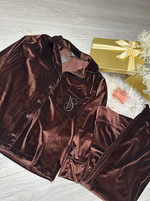 Женская стильная домашняя пижама бархатная пижама Шоколадный, 50/52 Одесса - изображение 3