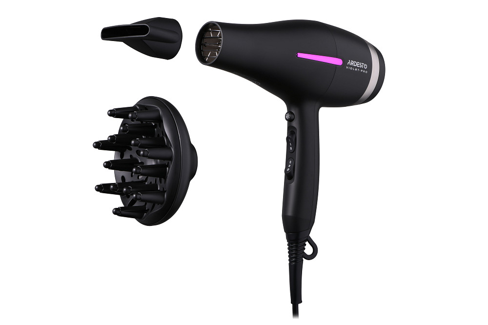 Фен ARDESTO Violet PRO HD-Y223PRO, 1850-2200Вт, 2 швидкості , 3 темп.режими, дифузор, чорний Київ - фото 10