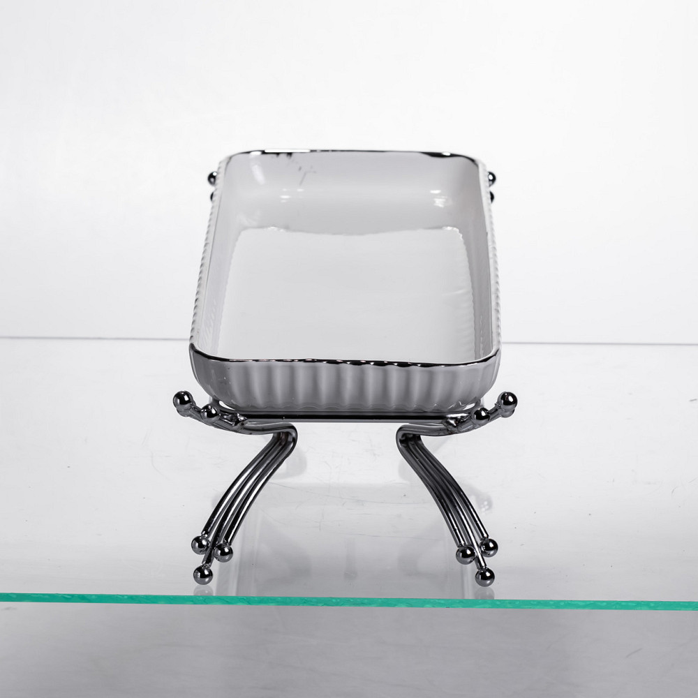 Фарфорове блюдо на металевій підставці з сріблом Київ - фото 1